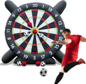 10FT Inflatable Soccer Dart Board for Adults Family, Giant Inflatable Games Inflatable Soccer Field Outdoor Games with 8pcs Soccers Balls, Blower, Lawn Kick Darts for Backyard, Commercial Quality