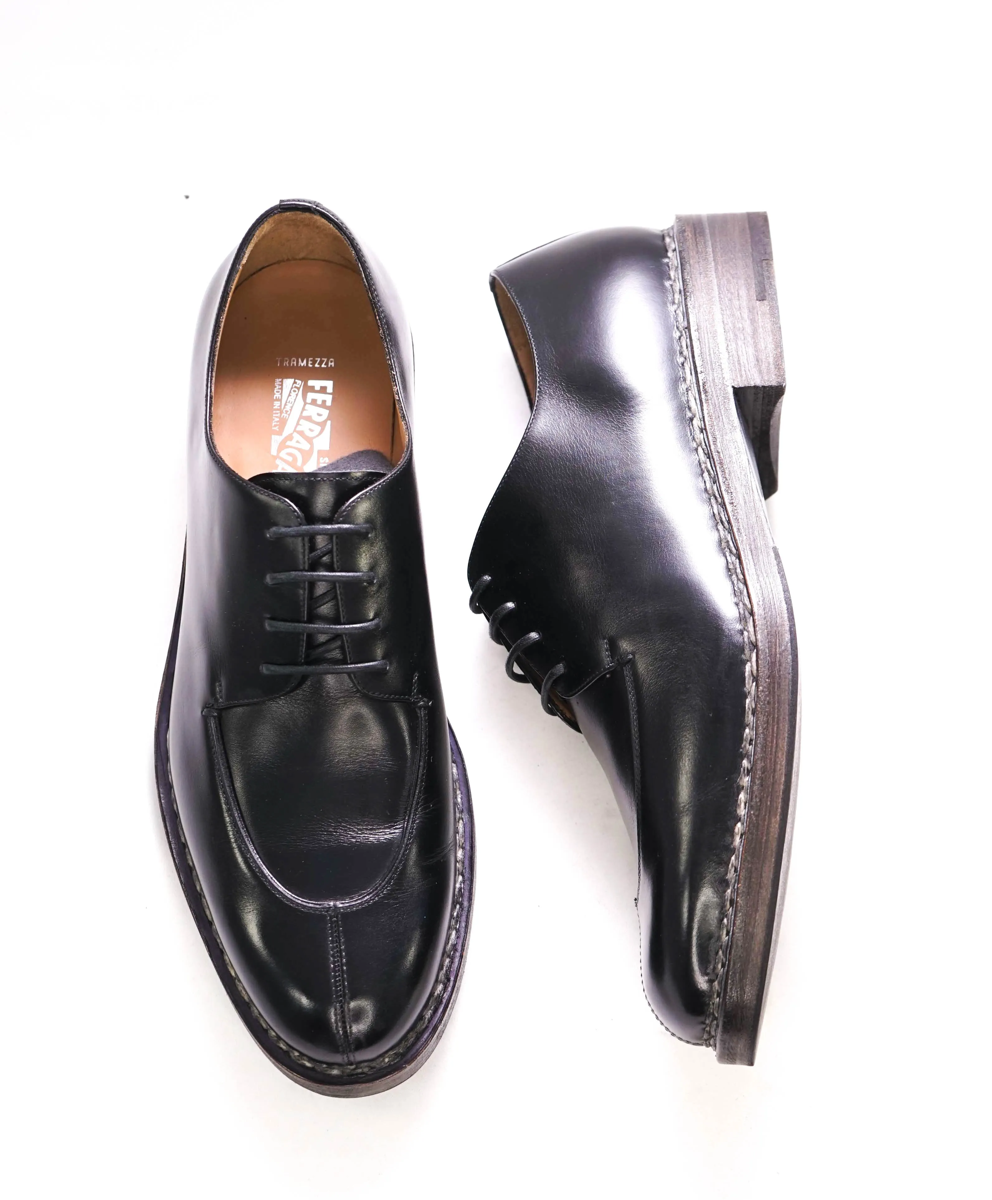 $1,295 SALVATORE FERRAGAMO - "TRAMEZZA" Norwegian Welt Split-Toe Oxford - 7.5 D