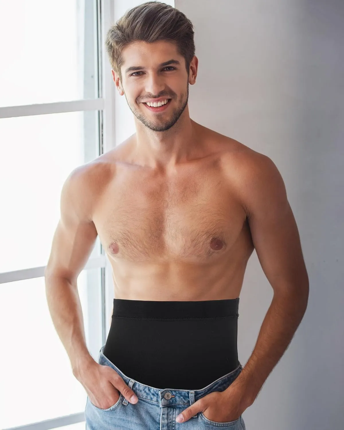 2 Pcs Men Girdle Tummy Control Shorts Compression Underwear High Waist Trainer Shapewear Body Shaper Boxer Briefs