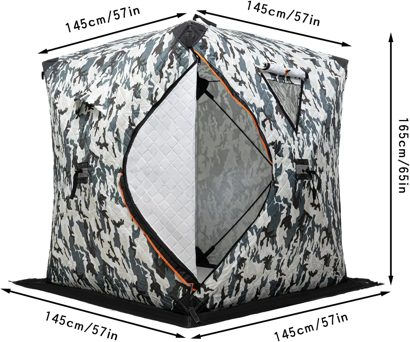 2 Person Ice Fishing Shelter, Pop-Up Portable Ice Fishing Tent with Carry Bag and Anchors,Zippered Door, Waterproof Oxford Fabric for Ice Fishing Winter Fishing