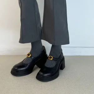 2025  Small commuter versatile heightening loafer single shoes women's retro word with thick sole round head small leather shoes