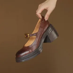 2025  Small commuter versatile heightening loafer single shoes women's retro word with thick sole round head small leather shoes