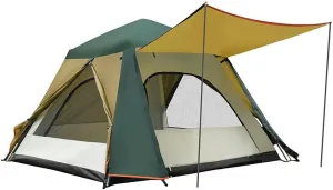 3-4 Person Automatic Pop-up Tent with Porch Waterproof Windproof Anti-UV Camping Tent for Family Portable Cabana Tent for Outdoor Camping Hiking Fishing