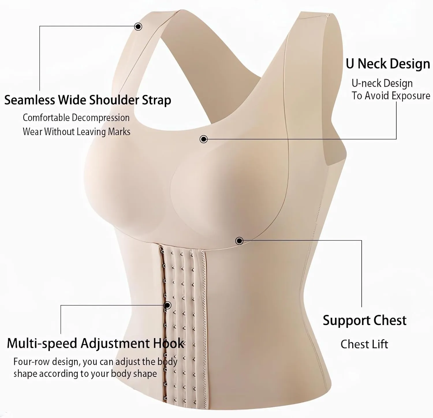 3-in-1 Waist Trainer Bra Waist Trainer Shaper Cami Slimming Compression Tank Tops Bra Vest for Women Tummy Control