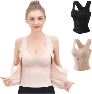 3-in-1 Waist Trainer Bra Waist Trainer Shaper Cami Slimming Compression Tank Tops Bra Vest for Women Tummy Control