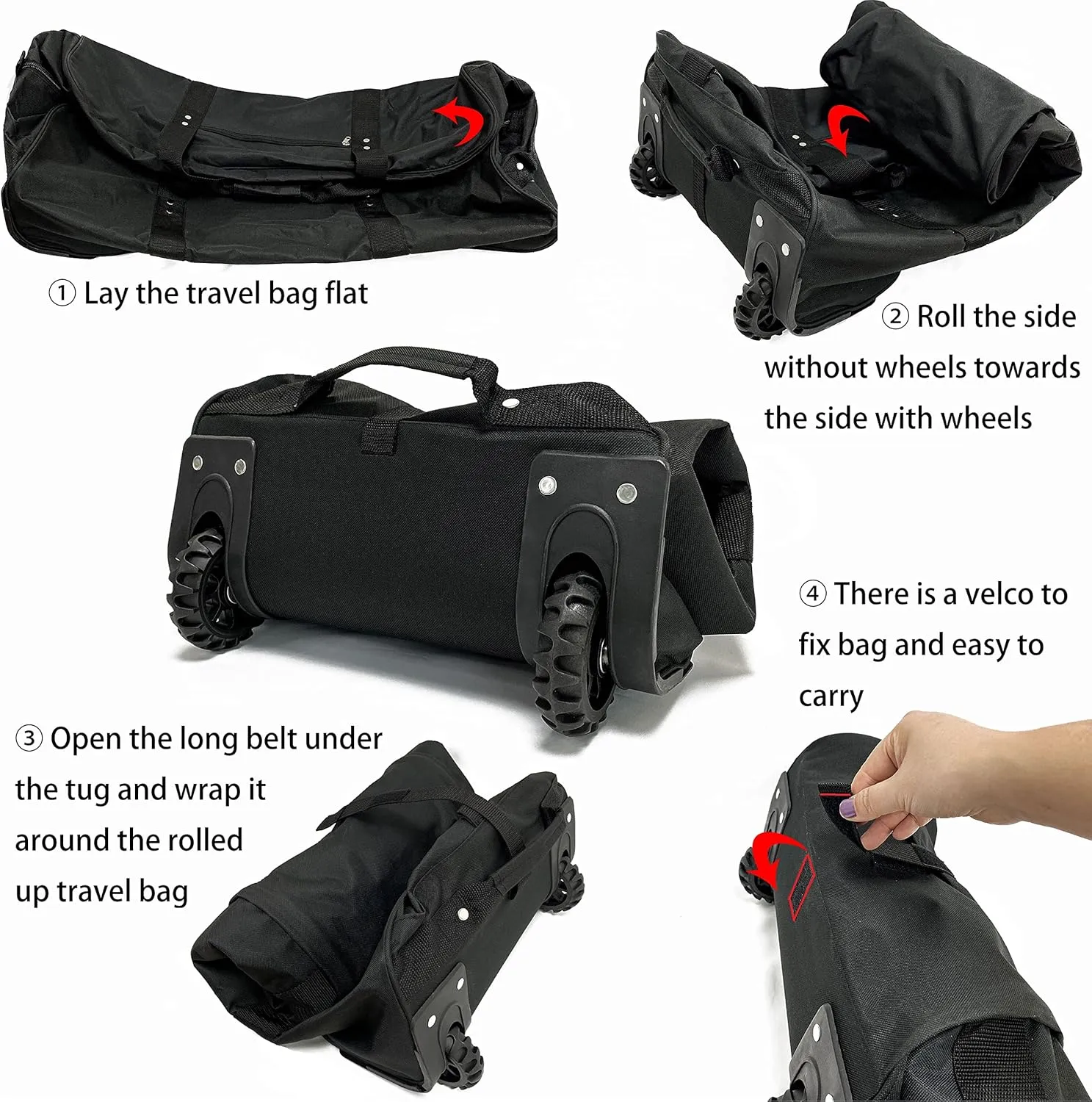 36" Huge Bag with Wheels Extra Large Foldable Duffel Bag Collapsible Rolling Travel Bag Heavy-Duty Cargo Duffle for Travel, Camping & Moving, Water-Resistant 600D Oxford, Black