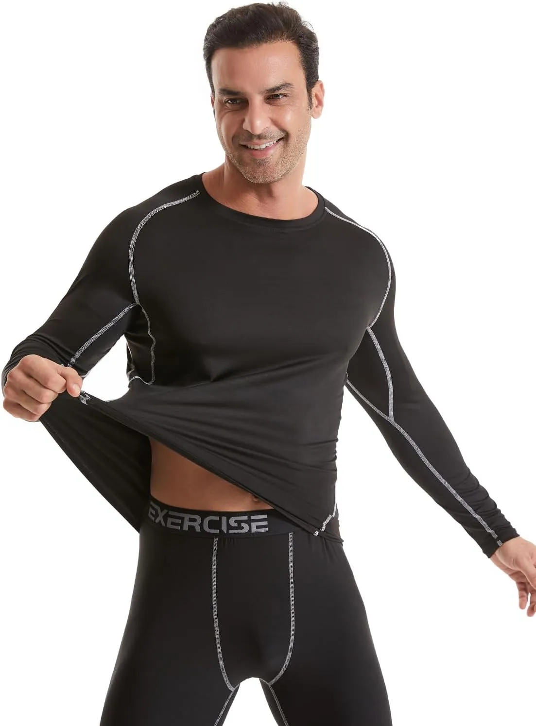 4,5,6 Pack Men's Compression Shirts Long Sleeve Rash Guard Workout Undershirt Base Layer Athletic Shirt