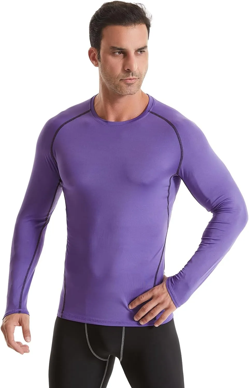 4,5,6 Pack Men's Compression Shirts Long Sleeve Rash Guard Workout Undershirt Base Layer Athletic Shirt