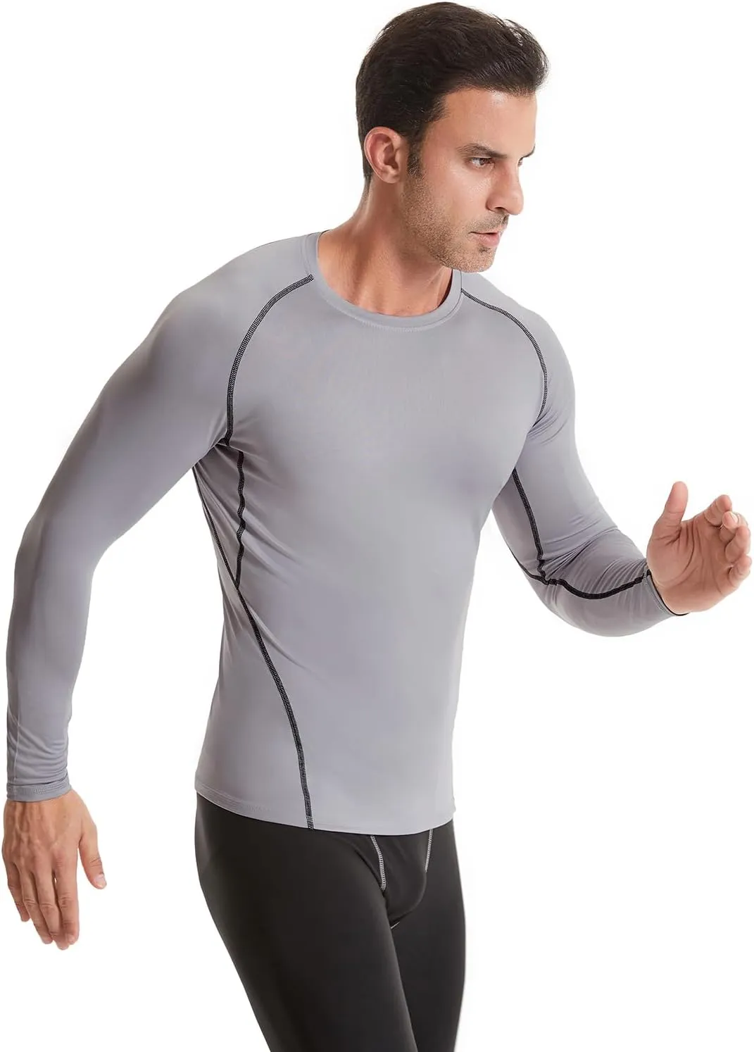 4,5,6 Pack Men's Compression Shirts Long Sleeve Rash Guard Workout Undershirt Base Layer Athletic Shirt