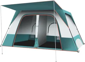 5-6 Person Camping Tent, Double Layer Automatic Instant Tent with Two Rooms and Porch, UV Protection Water Resistant for Hiking Outdoors Activities