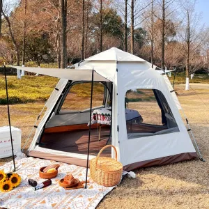 5/6/7 Person Pop Up Tent,Outdoor Shelter Camping Tents for Beach Picnic Party,Family Tent Quick to Set Up,Portable Tent with Carry Bag, for 3 Seasons, Silver