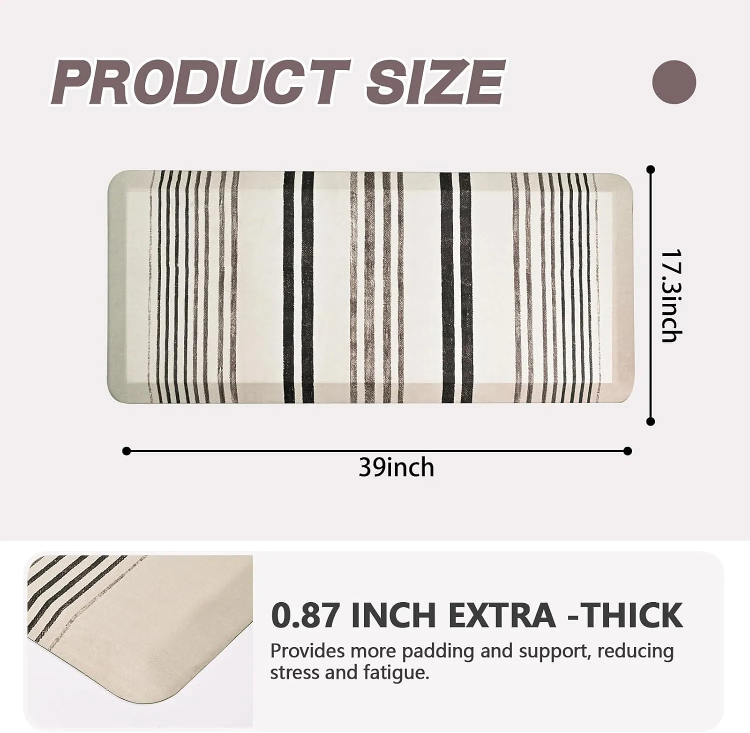 7/8 inchs Thick Kitchen Floor Mat, Nordic Style Design Memory Foam Anti Fatigue Mat, Anti Slip Foot Standing Comfort Mat - Cushion, Waterproof Decor (Yellow Linen Plaid, 17.3" x 39" -0.87")