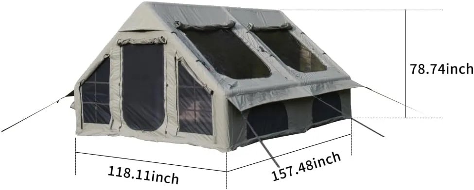 9.8 x13ft Inflatable Camping Tents with Hand Pump, Air Glamping Tents, Easy Setup Waterproof and Windproof Blow up Tent, 4 Seasons Oxford Cabin Tent