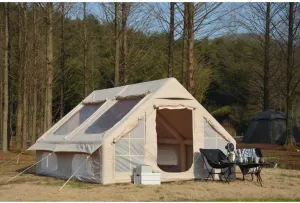 9.8 x13ft Inflatable Camping Tents with Hand Pump, Air Glamping Tents, Easy Setup Waterproof and Windproof Blow up Tent, 4 Seasons Oxford Cabin Tent