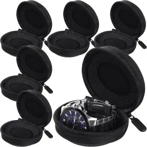 Abbylike 6 Pack Watch Travel Case Bulk for Men, Portable Single Watch Box Organizer, Fits All Wristwatches Smartwatches Storage Box up to 1.97 in/50mm and 1 Slot Journey Gift for Travel Gym