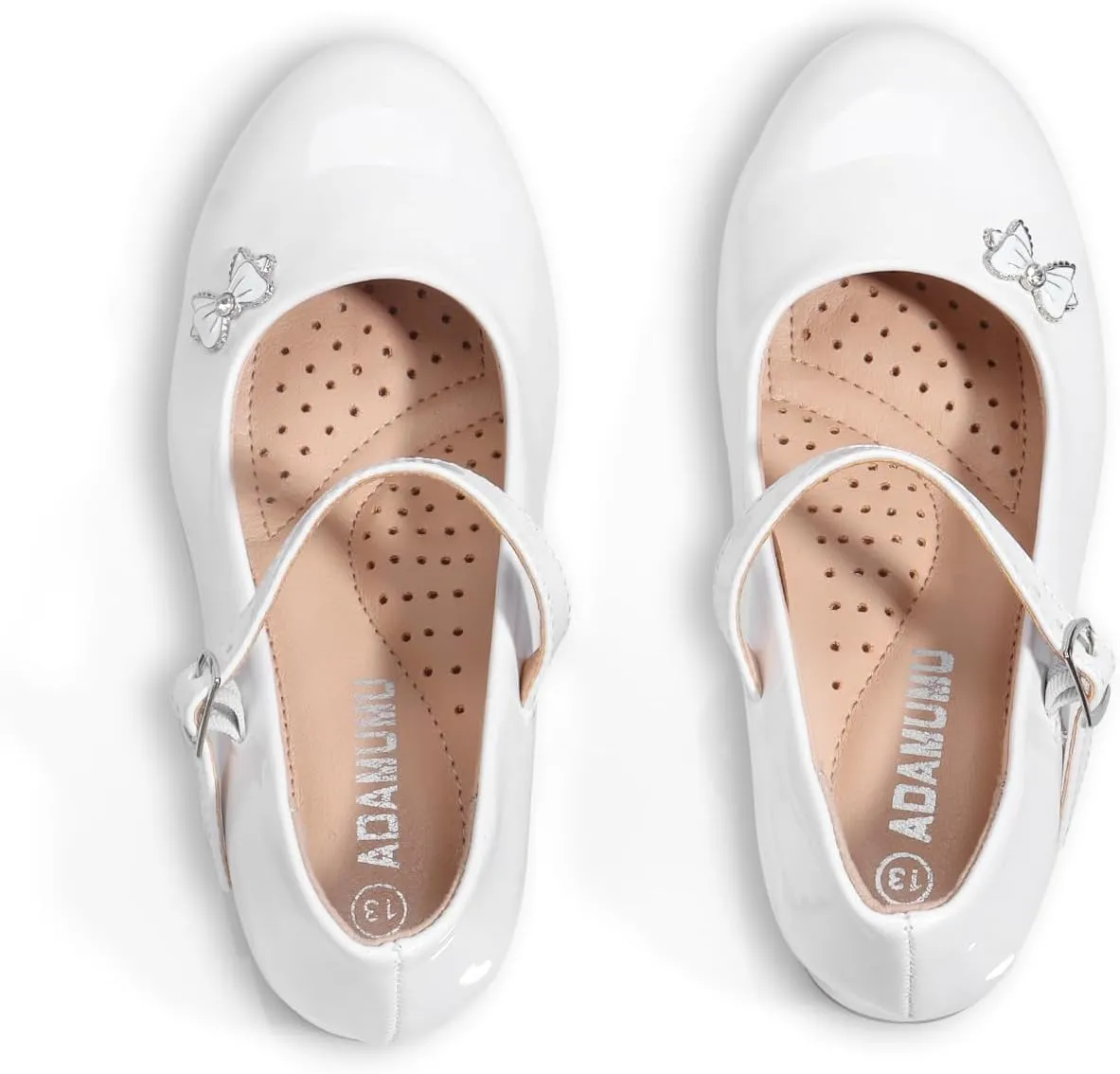 ADAMUMU Toddler Dress Shoes Flower Girl Shoes for Weeding Cute Toddler Mary Jane Shoes Lace Flore Ballet Flat for Walking, Jumping