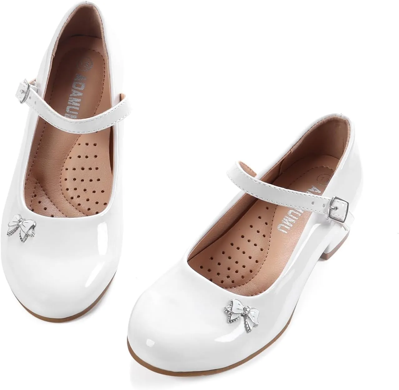 ADAMUMU Toddler Dress Shoes Flower Girl Shoes for Weeding Cute Toddler Mary Jane Shoes Lace Flore Ballet Flat for Walking, Jumping