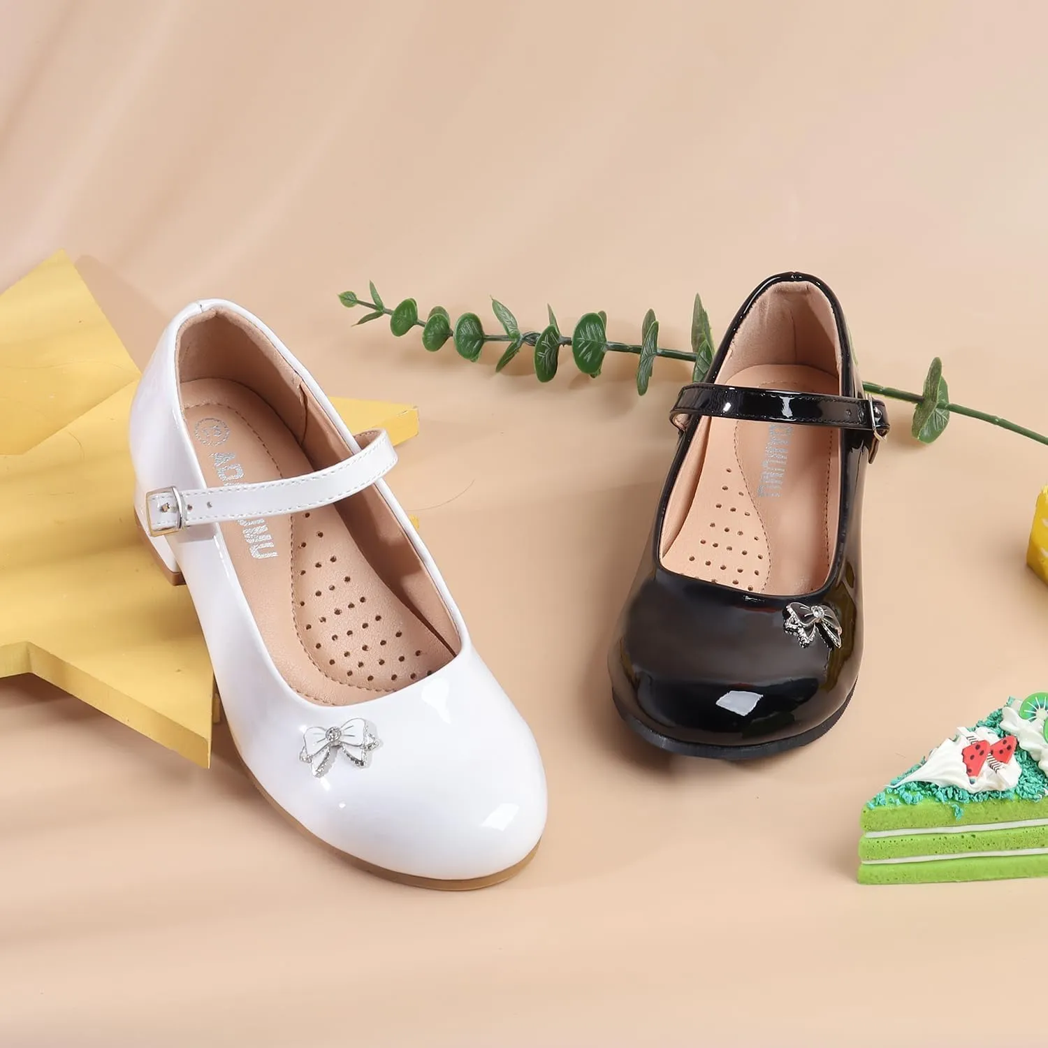 ADAMUMU Toddler Dress Shoes Flower Girl Shoes for Weeding Cute Toddler Mary Jane Shoes Lace Flore Ballet Flat for Walking, Jumping