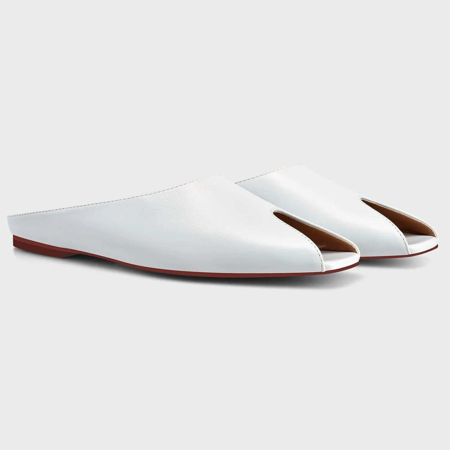 Adrizzlein Women's White Square Open Toe Mules, Size 7