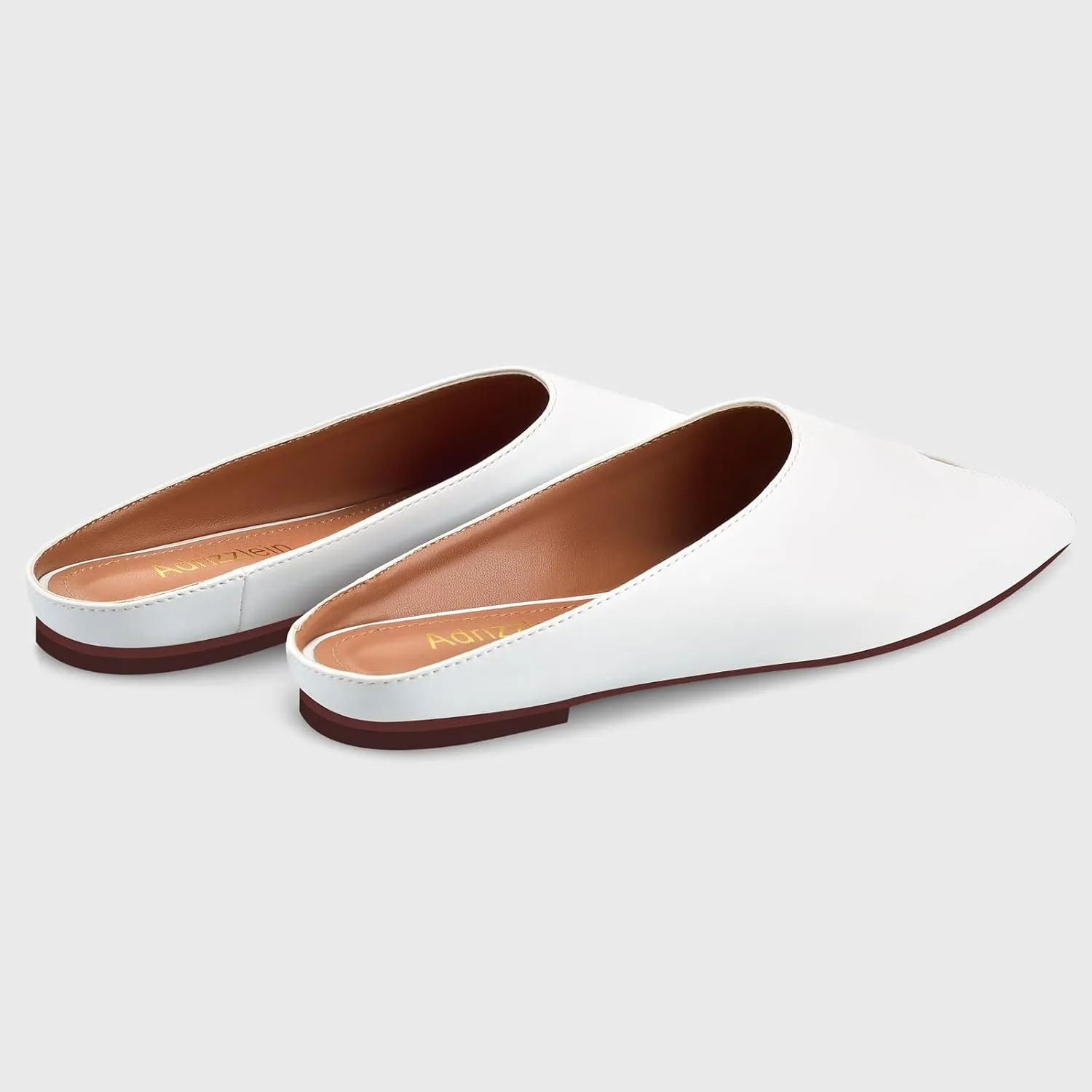 Adrizzlein Women's White Square Open Toe Mules, Size 7