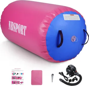 Air Barrel - Air Roller Gymnastics Barrel for Back Handspring Trainer, Air Track Tumble Mat with Pump for Gym Training/Yoga Balance Exercise/Cheerleading/Home and Outdoor Use