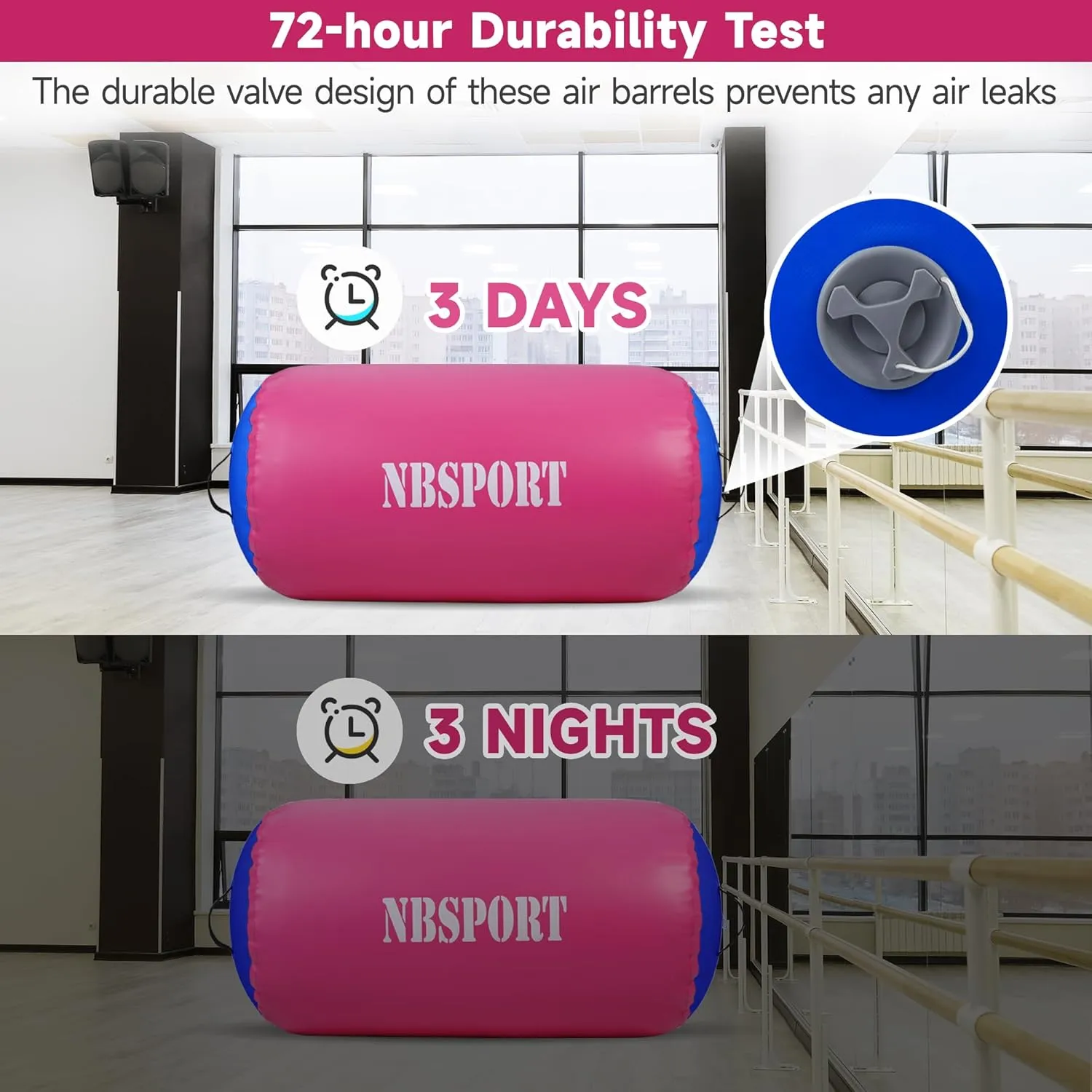 Air Barrel - Air Roller Gymnastics Barrel for Back Handspring Trainer, Air Track Tumble Mat with Pump for Gym Training/Yoga Balance Exercise/Cheerleading/Home and Outdoor Use