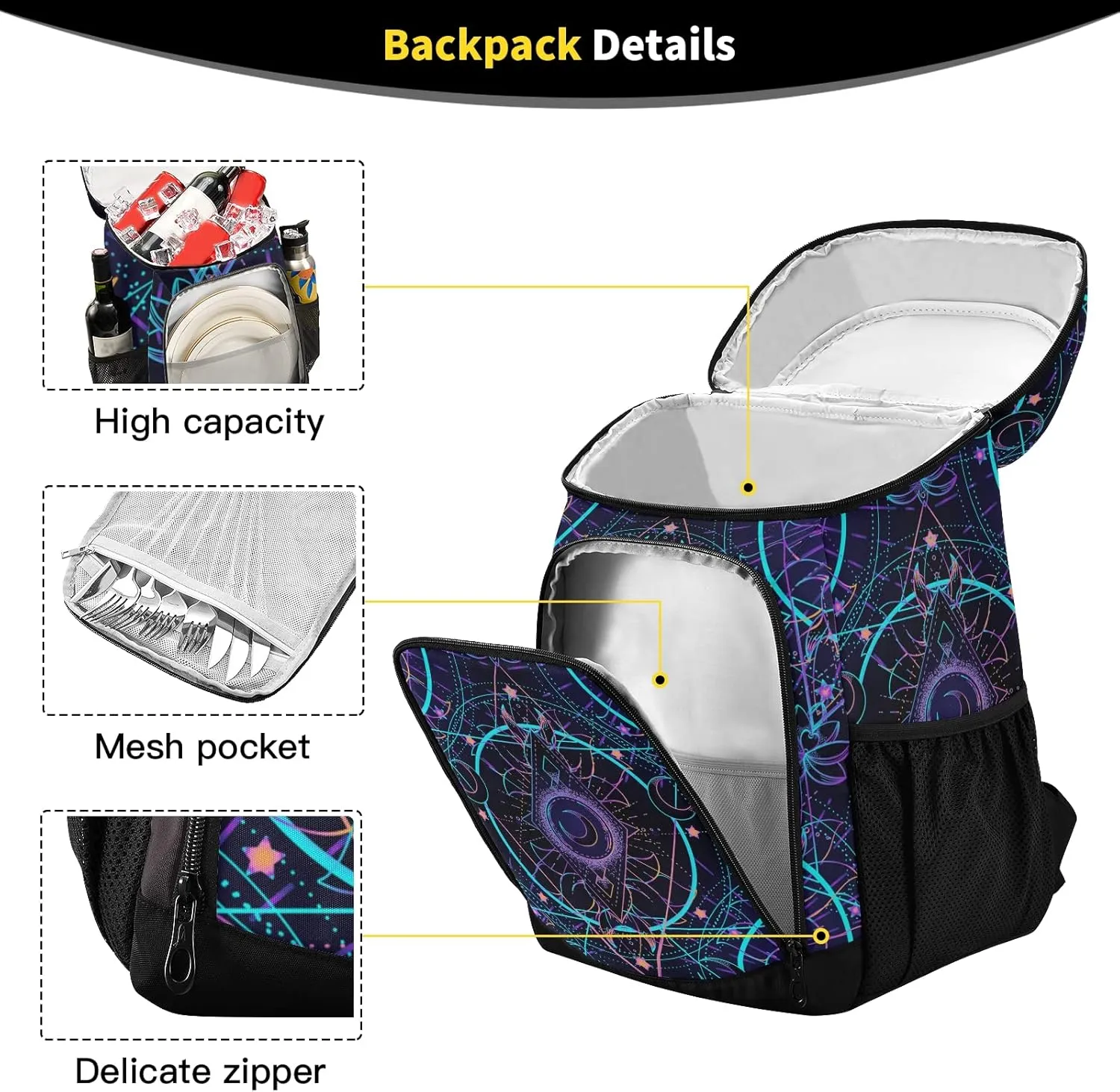 ALAZA Cooler Backpack Reusable Insulated Lunch Bag with Adjustable Shoulder Strap for Women Men Picnic Work College Hiking Camping Office Beach