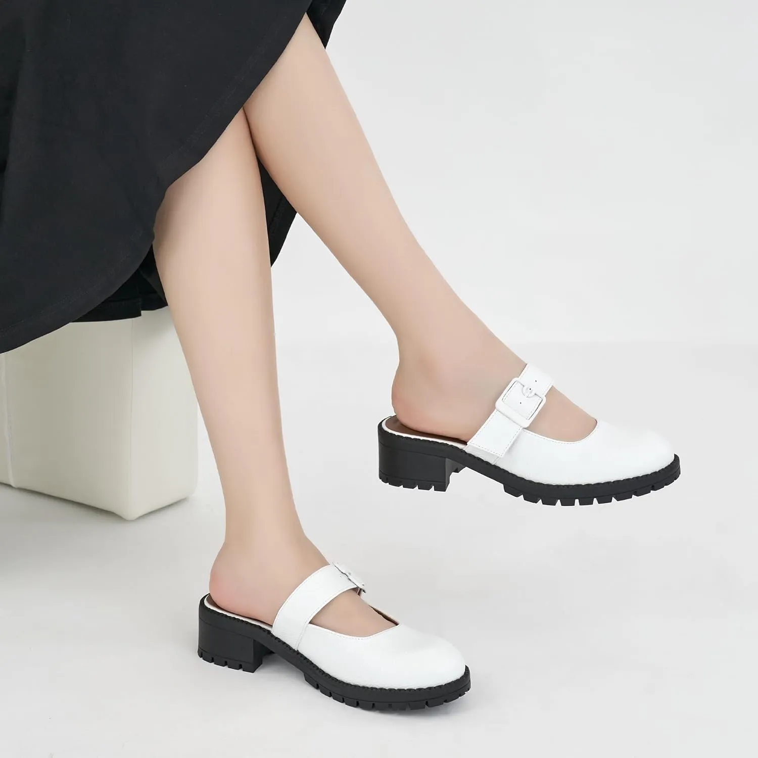 Alicegana Mules for Women Dressy Clogs: Comfort Platform Chunky Backless Mules Slip On Work Casual Loafers Slides Shoes