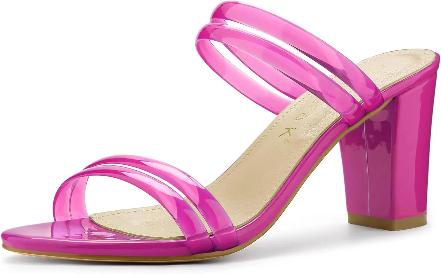 Allegra K Women's Clear Strappy Heel Slide Mule Block Heel Sandal
