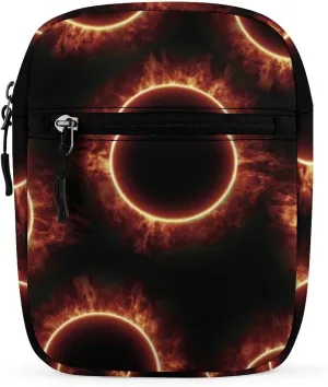 Amazing Solar Eclipse Pattern Small Crossbody Bag Mini Shoulder Bag for Men Adjustable Satchel Bag Messenger Bag