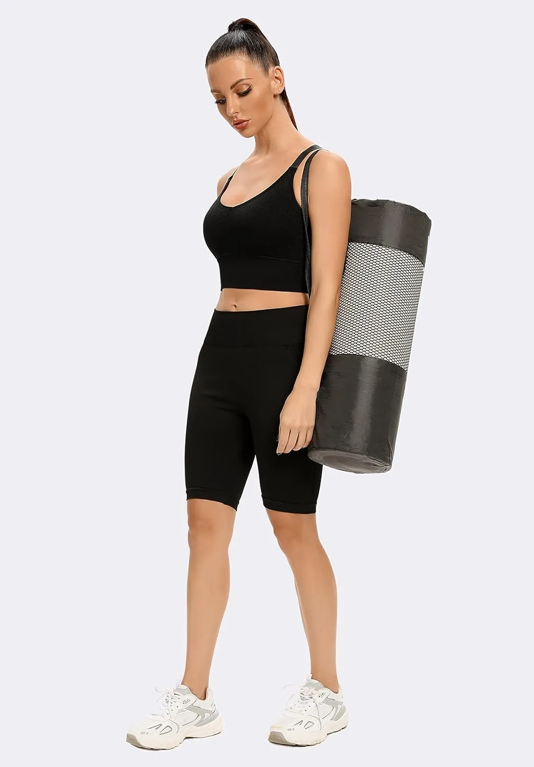 ANGOOL Strappy Sports Bras for Women - Medium Support Wirefree Yoga Bra Activewear