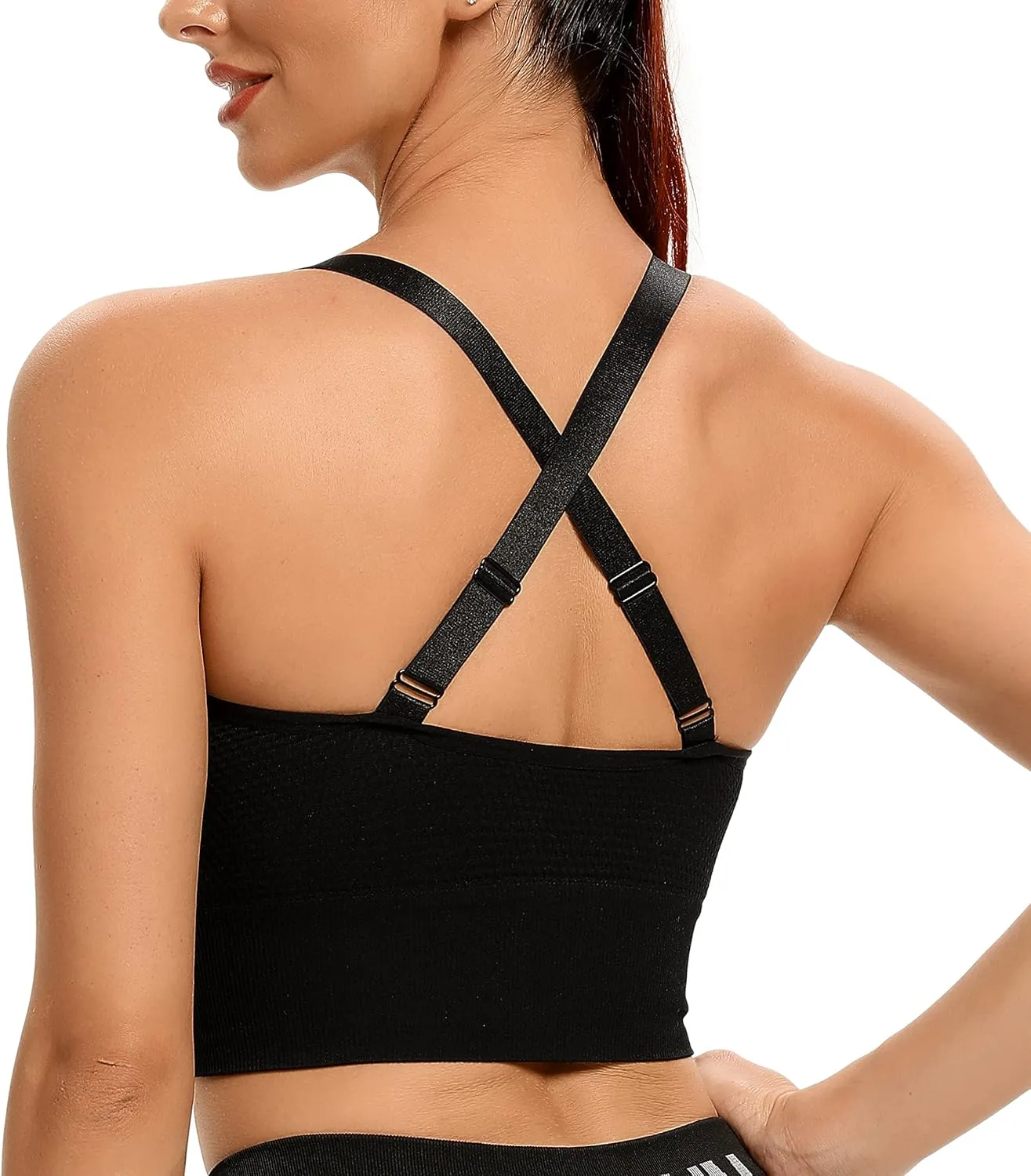 ANGOOL Strappy Sports Bras for Women - Medium Support Wirefree Yoga Bra Activewear