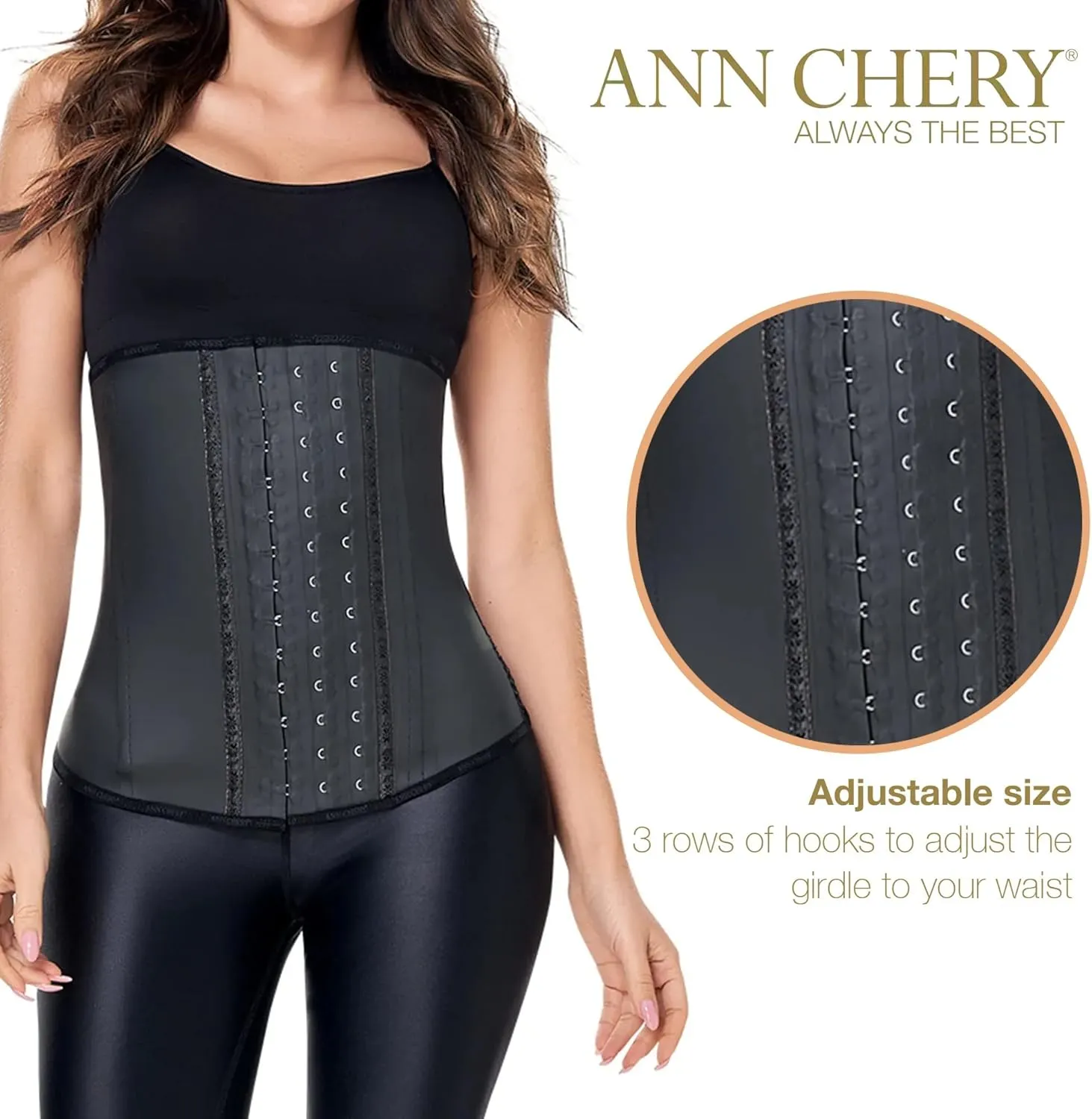 Ann Chery 2021 Latex Waist Trainer for Women |3 Hook Body Shaper|High Compression Colombian Waist Cincher |Daily & Sports Use