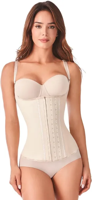 Ann Chery 2028 Corset Waist Trainer for Women | Colombian Semi Vest Cincher with Adjustable Straps | 3 Hook Latex Shaper