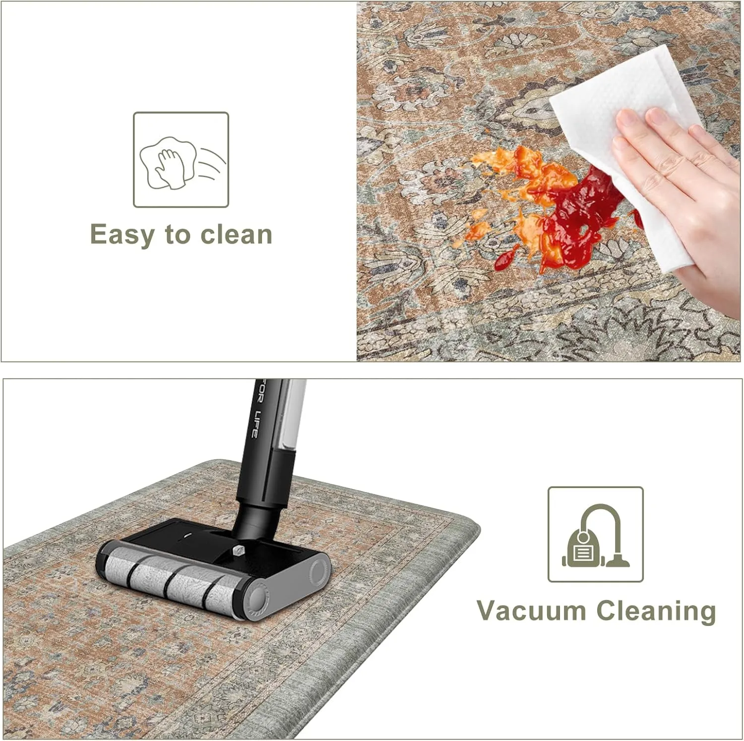 Anti Fatigue Kitchen Mats Set of 2, Distressed Non-Slip Waterproof Cushioned Kitchen Rugs Runner,Ergonomic Comfort Foam Standing Mat for Office,Laundry Room,Sink,Counter(Tan)