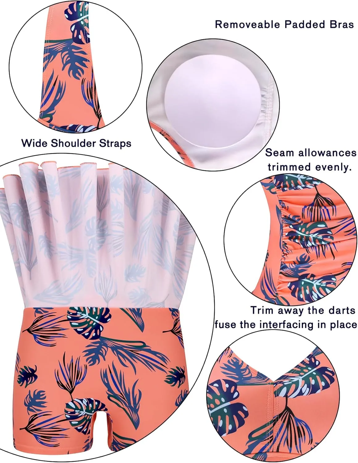 AONTUS Plus Size Hawaiin Swimsuits for Women Swimwear Long Torso Tummy Control Swimdress