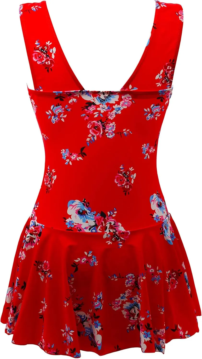 AONTUS Plus Size Hawaiin Swimsuits for Women Swimwear Long Torso Tummy Control Swimdress