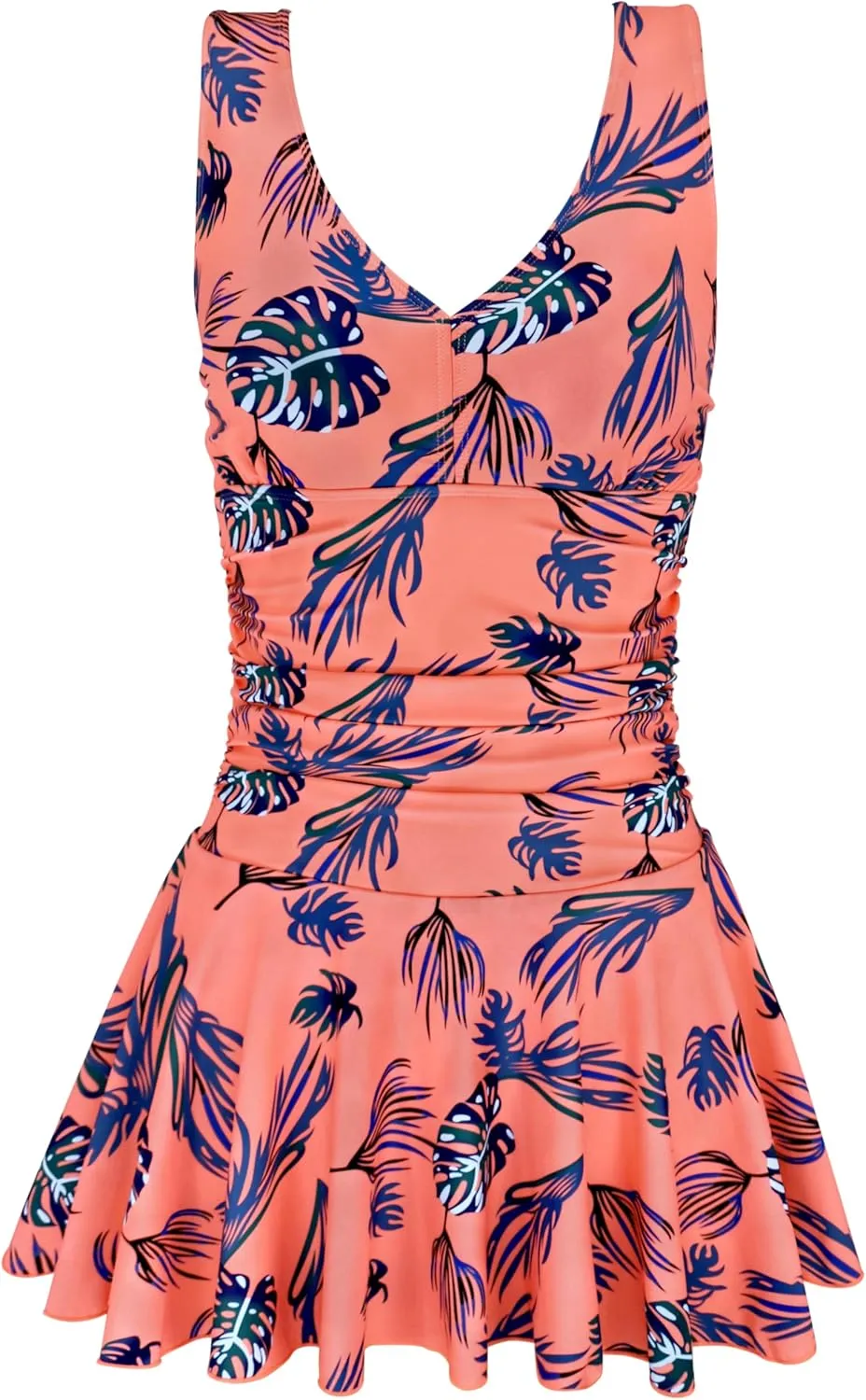 AONTUS Plus Size Hawaiin Swimsuits for Women Swimwear Long Torso Tummy Control Swimdress