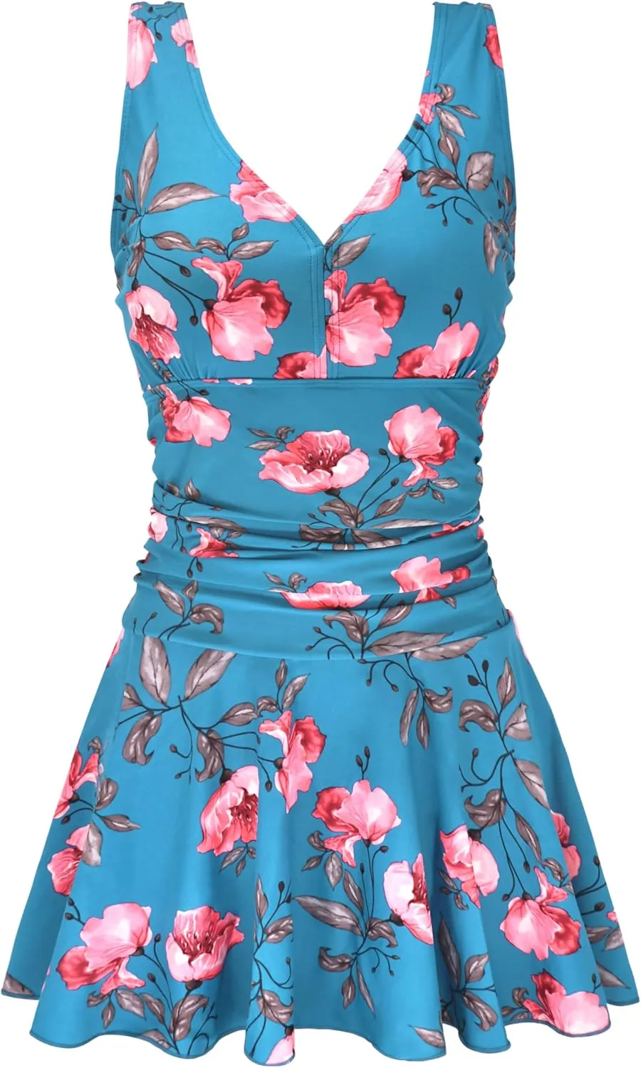 AONTUS Plus Size Hawaiin Swimsuits for Women Swimwear Long Torso Tummy Control Swimdress