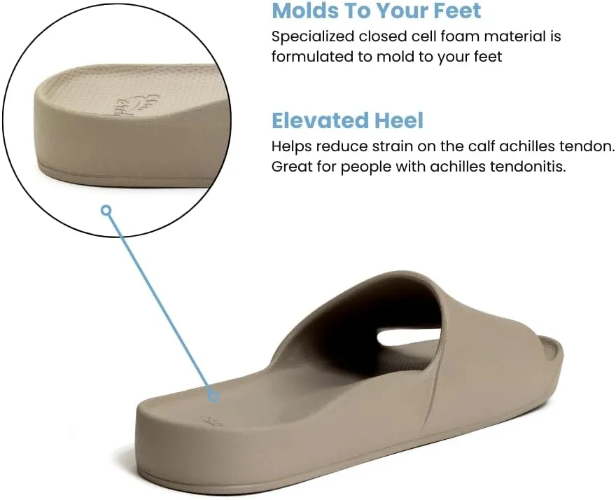 Archies Arch Support Slides – Orthotic Recovery Sandals for Plantar Fasciitis Relief, Foot Pain & Heel Pain – Lightweight, Cushioned, Shock-Absorbing Slides for Walking, Standing, and All-Day Comfort