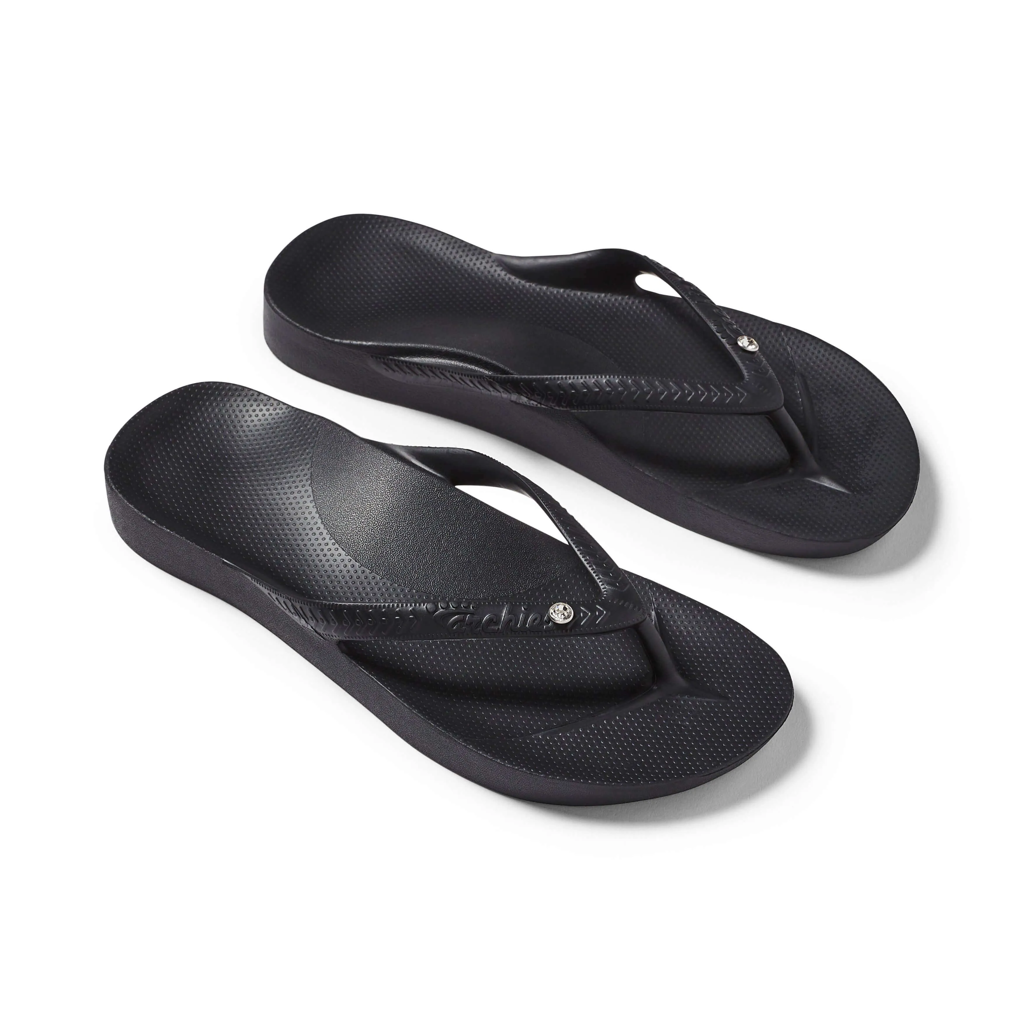 Archies Arch Support Thongs Crystal Black