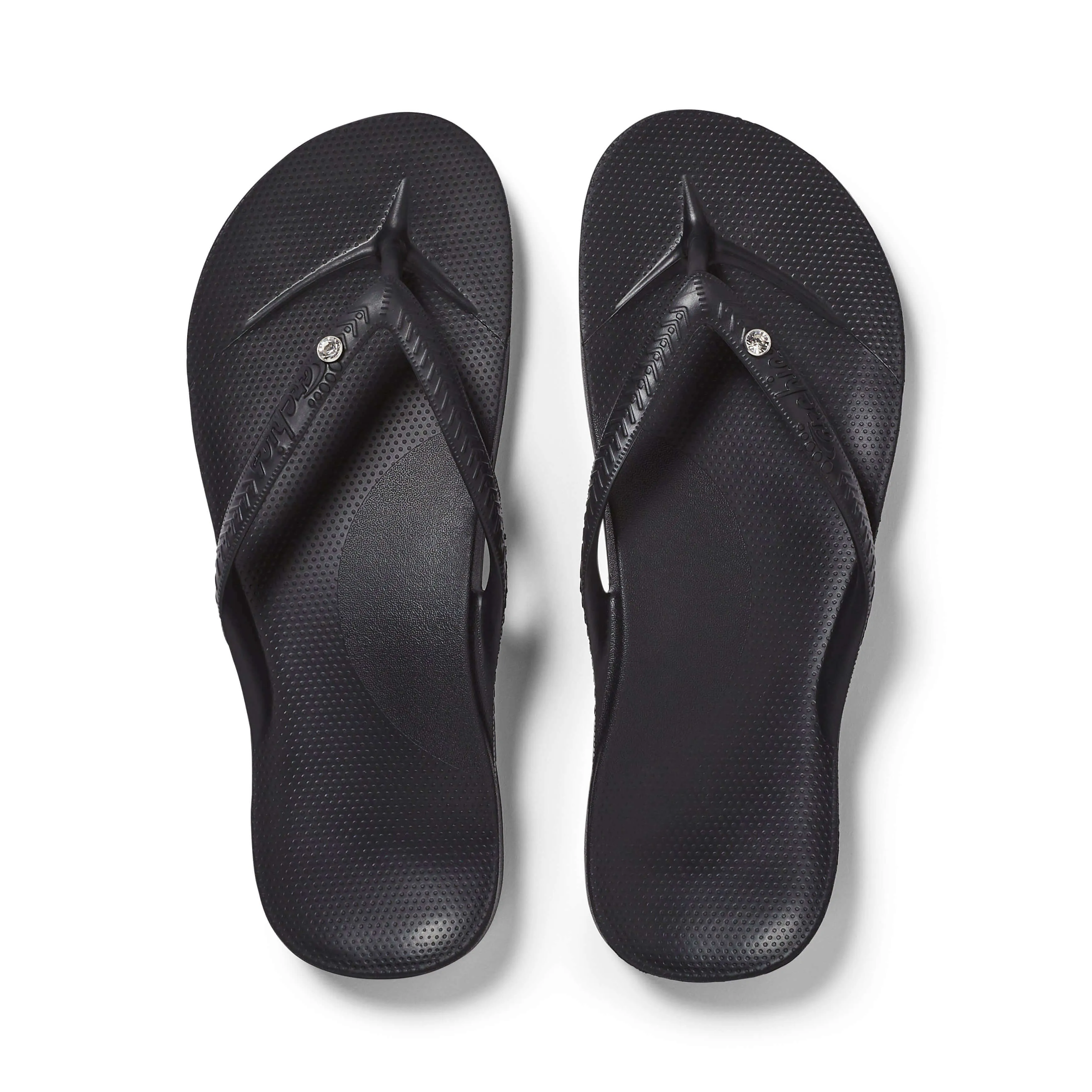 Archies Arch Support Thongs Crystal Black