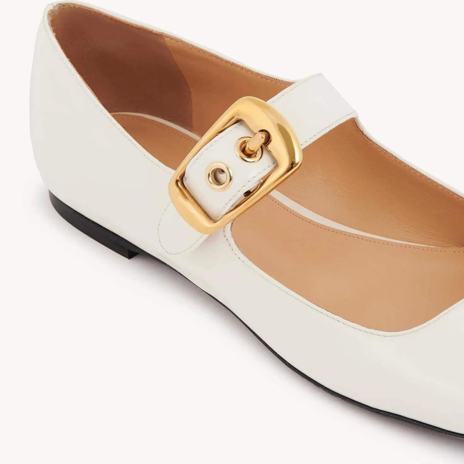 Arqa Ballet Mary Jane Flats for Women with a Buckle Cushioned Leather Insole & Leather Piping Low Heel Flats Fashionable Comfortable Square Toe Summer Spring Shoes