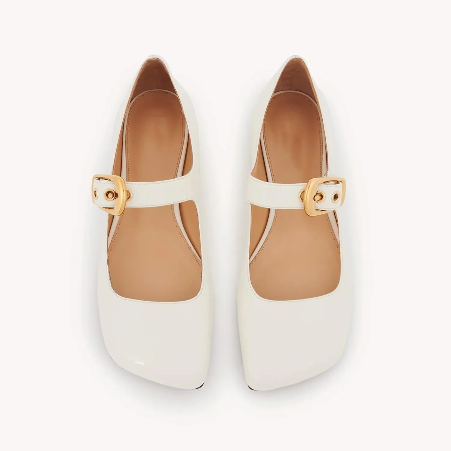 Arqa Ballet Mary Jane Flats for Women with a Buckle Cushioned Leather Insole & Leather Piping Low Heel Flats Fashionable Comfortable Square Toe Summer Spring Shoes