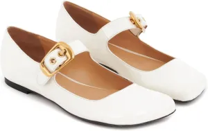Arqa Ballet Mary Jane Flats for Women with a Buckle Cushioned Leather Insole & Leather Piping Low Heel Flats Fashionable Comfortable Square Toe Summer Spring Shoes