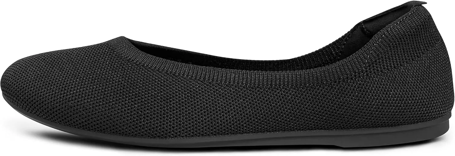 Arromic Flats Shoes for Women, Washable Round Toe Knit Ballet Flats Shoes with Comfortable Heel Cushions, Soft Slip on Dressy Shoes for Business Casual, Office, Work, Wedding