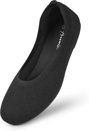 Arromic Flats Shoes for Women, Washable Round Toe Knit Ballet Flats Shoes with Comfortable Heel Cushions, Soft Slip on Dressy Shoes for Business Casual, Office, Work, Wedding