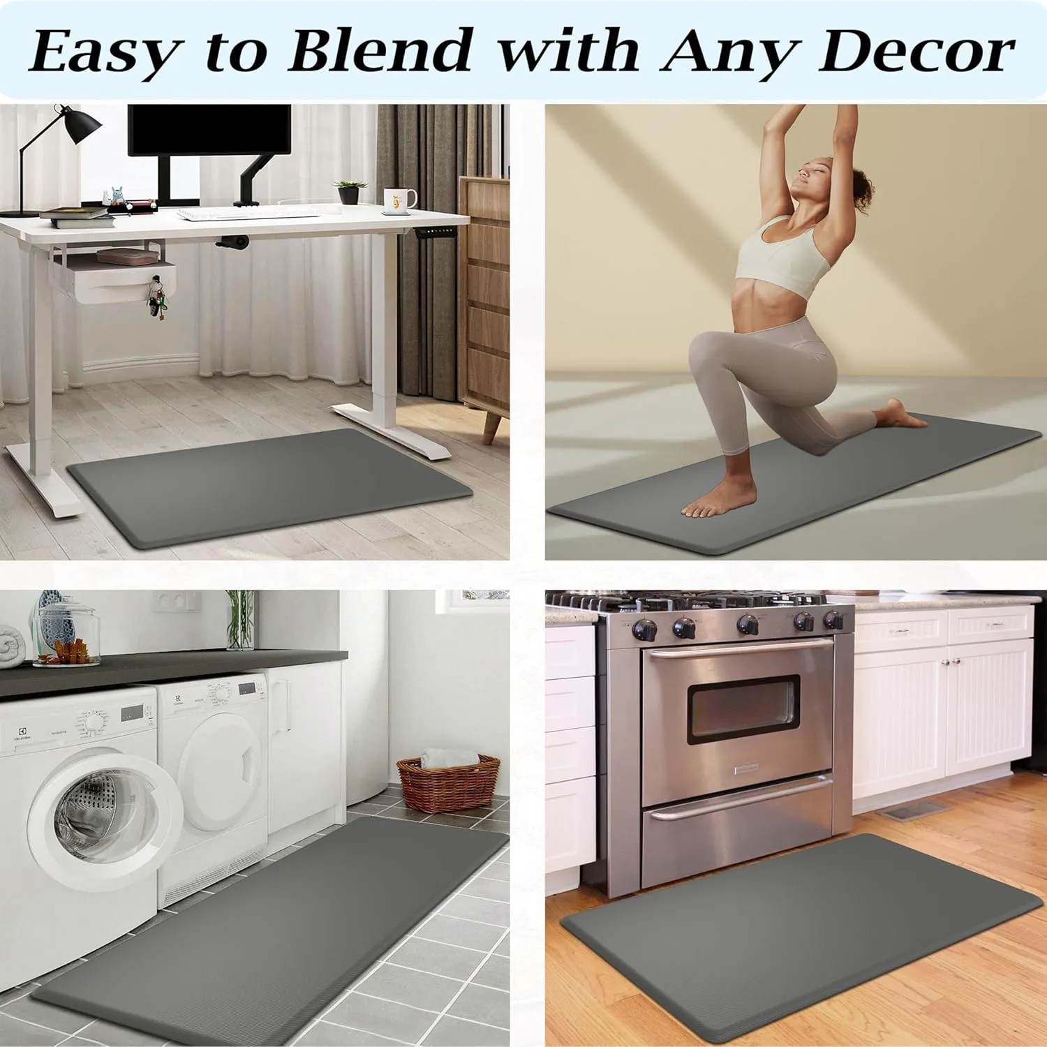 Artnice Kitchen Floor Mats Cushioned Anti Fatigue Mat, Waterproof Non-Slip Standing Desk Mat, 0.75" Heavy Duty Comfort Kitchen Rugs for Home, Work Station, Office(20" x 39", Grey)