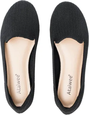 Ataiwee Women's Wide Width Flat Shoes, Fashion Comfortable Plus Size Cute Round Toe Slip on Loafer Shoes.