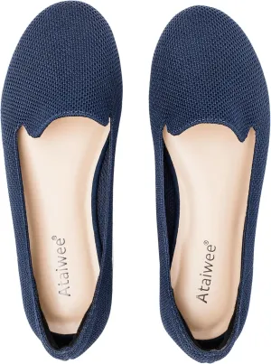 Ataiwee Women's Wide Width Flat Shoes, Fashion Comfortable Plus Size Cute Round Toe Slip on Loafer Shoes.